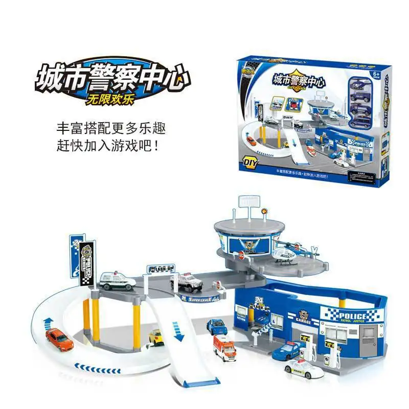 

Intelligence Assembling Simulation Parking Lot Police Fire-fighting Building Military Base Model Stereo Track Children Toys