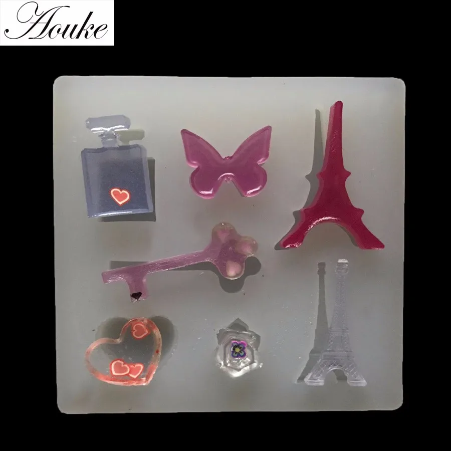 

Tower Key Love Shape Silicone Mold For Earrings Hair Ring Clay Fondant Cake Decorating Tools UV Epoxy Handcraft Accessories