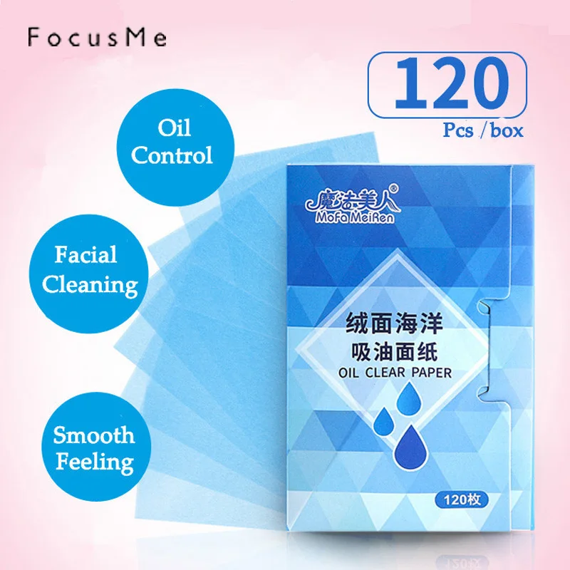 

FocusMe 120pcs Facial Oil Control Absorption Paper Absorbing Facial Grease Tissue Makeup Oil Blotting Film Remove Face Oil Tools