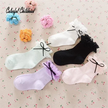 

Lovely Cute Fashion Kids Vintage Lace Ruffle Frilly Ankle Socks cotton Princess Girl socks children leg warmer 0 to 6t