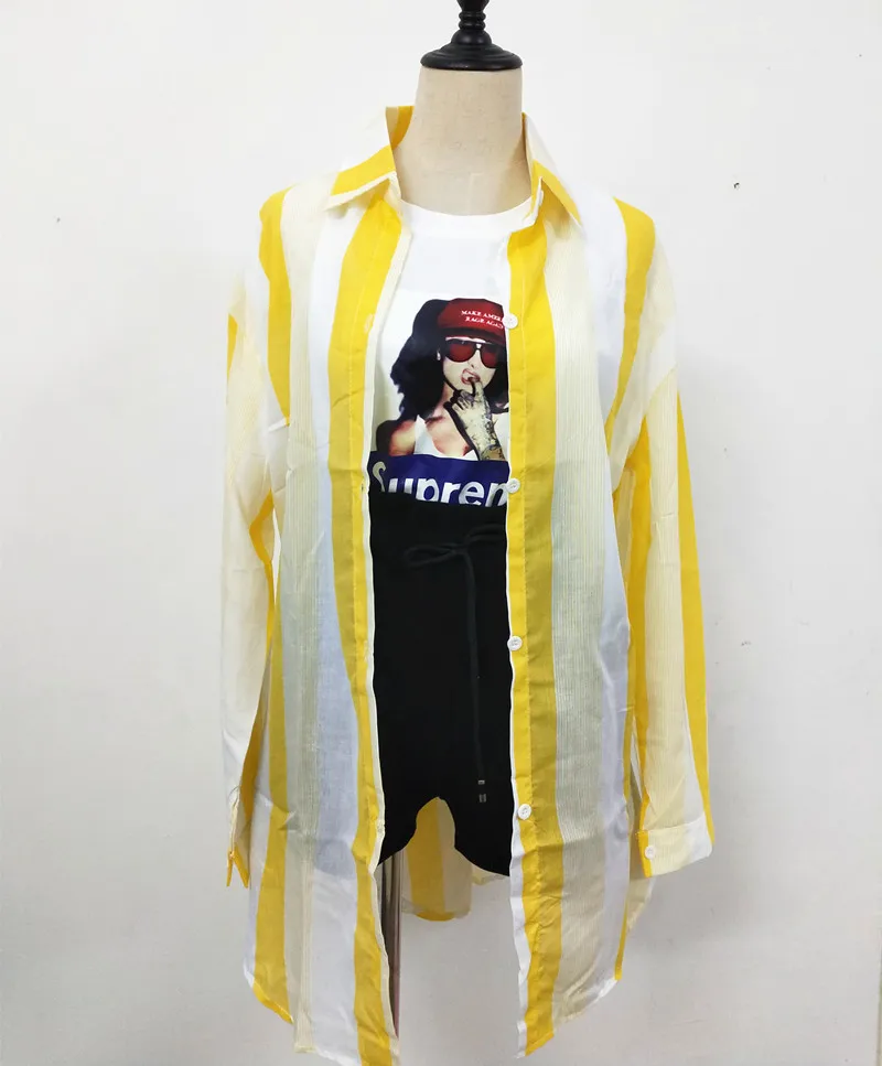 New Long Sleeve Striped Beach Kimono Women Summer Autumn 2018 Long Blouse Thin Sun Cover Up Casual Loose Shirts Cardigan Female