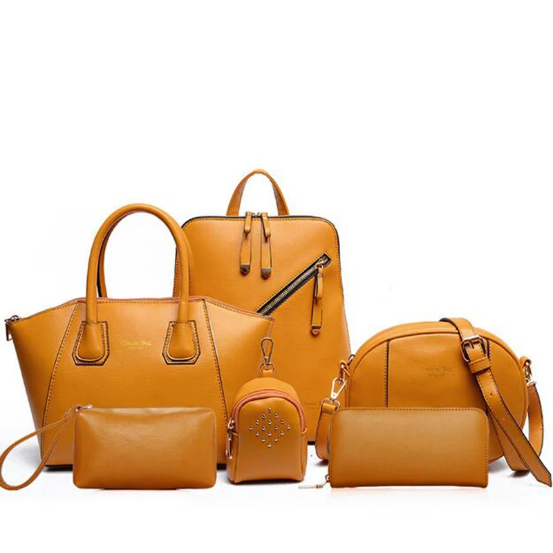 

2018 New Arrival 6 Set Leather Handbags Women Office Bag Composite Bag Women Shoulder Bag+Designer Handbag+Day Clutches+Wallet