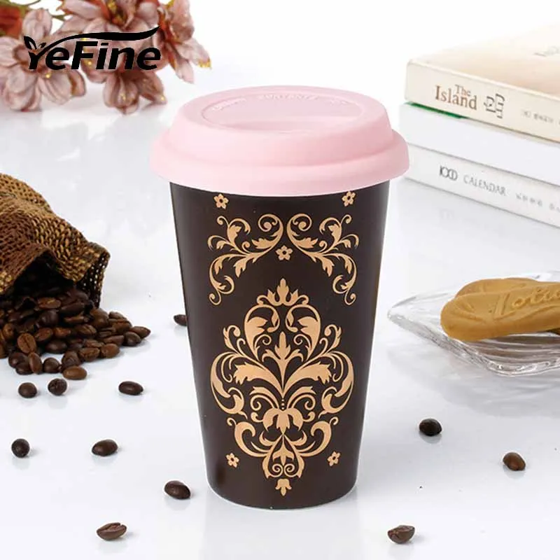 

YeFine Double Layer Heat Insulation Drinking Mug Ceramic 360ML Travel Mug Coffee Cups Porcelain Tea Cups