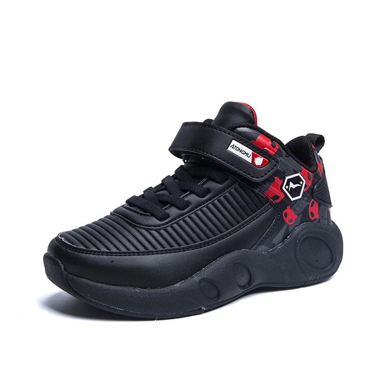 الربيع الخريف الفتيان الاطفال احذية الجري أسود أبيض الأطفال الفتيان أحذية رياضية مريحة المشي رياضية عالية أعلى الرياضة المدربين