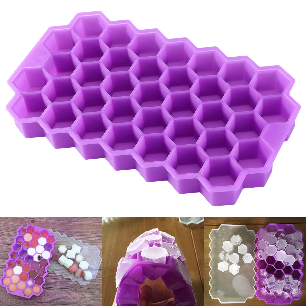 

DIY Honeycomb Ice Cube Tray Silicone Ice Lattice Mold with Cover Ice Cube Frozen Making Tool Kitchen Bar Drinking Accessories