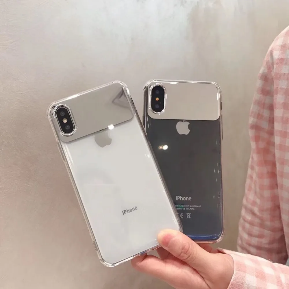 HUANQING Fashion mirror cell phone shell For X XR XS Max transparent iPhone 6 6S 7 7Plus 8 8Plus Protective Cover case |