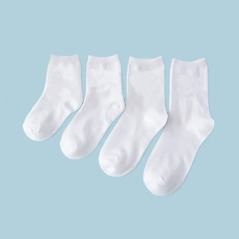 Детские белые носки весенне-осенние стильные однотонные тонкие мягкие хлопковые детские спортивные носки для мальчиков и девочек 1 пара