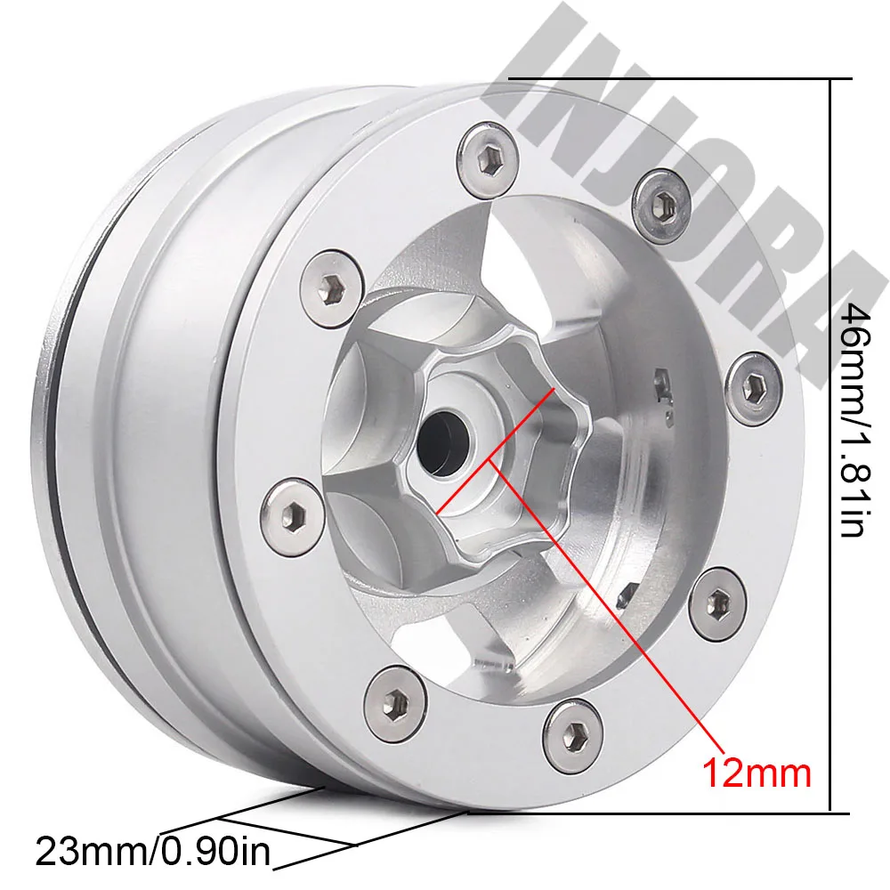 Injora 4 шт серебро 1,5" колесо из алюминиевого сплава 1,55 Beadlock обод для 1/10 RC Гусеничный автомобиль D90 TF2 Tamiya CC01 LC70 LC80