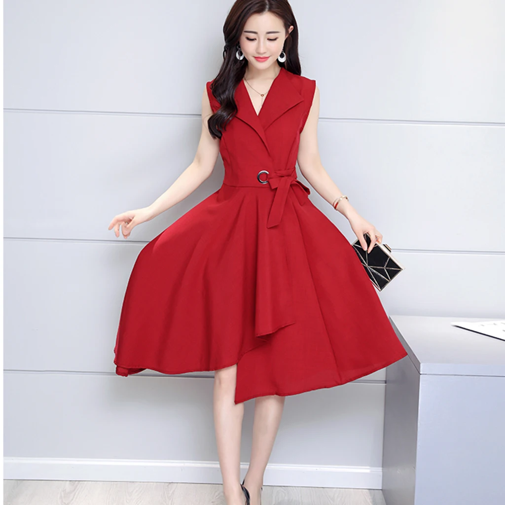 

Women New Vintage Dress 50s 60s Retro Dress Sleeveless Work OL Dress Casual A-Lin V-neck Cotton Linen Dress Vestidos de festa
