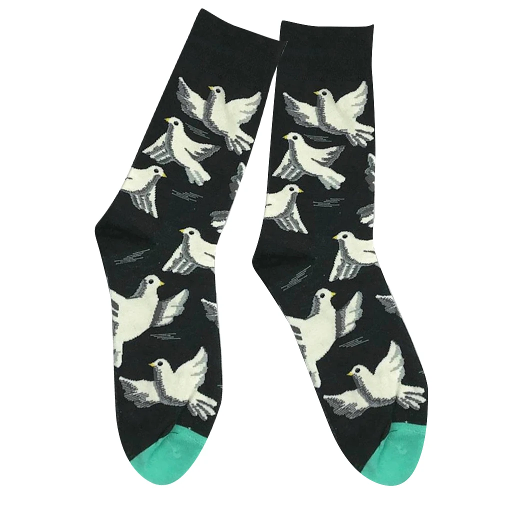 1 Pair Novelty Men’s Casual Cotton Crew Socks Stockings Brightly Colored Animal Patterns