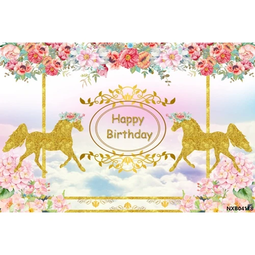 

Laeacco Cartoon Unicorn Background Wreath Flower Birthday Party Portrait Photography Baby Photographic Backdrop For Photo Studio