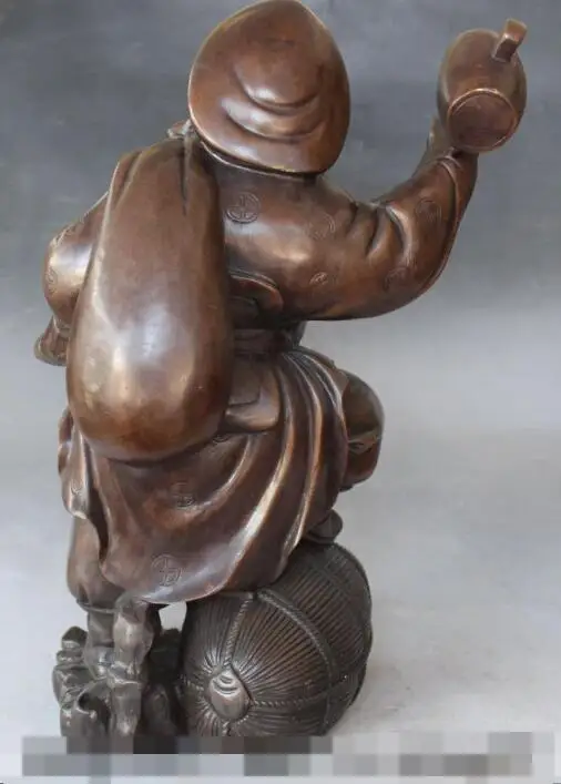 

S0818 16" Chinese Bronze Carving Wealth Japanese Mammon God Mahakala Buddha Statue