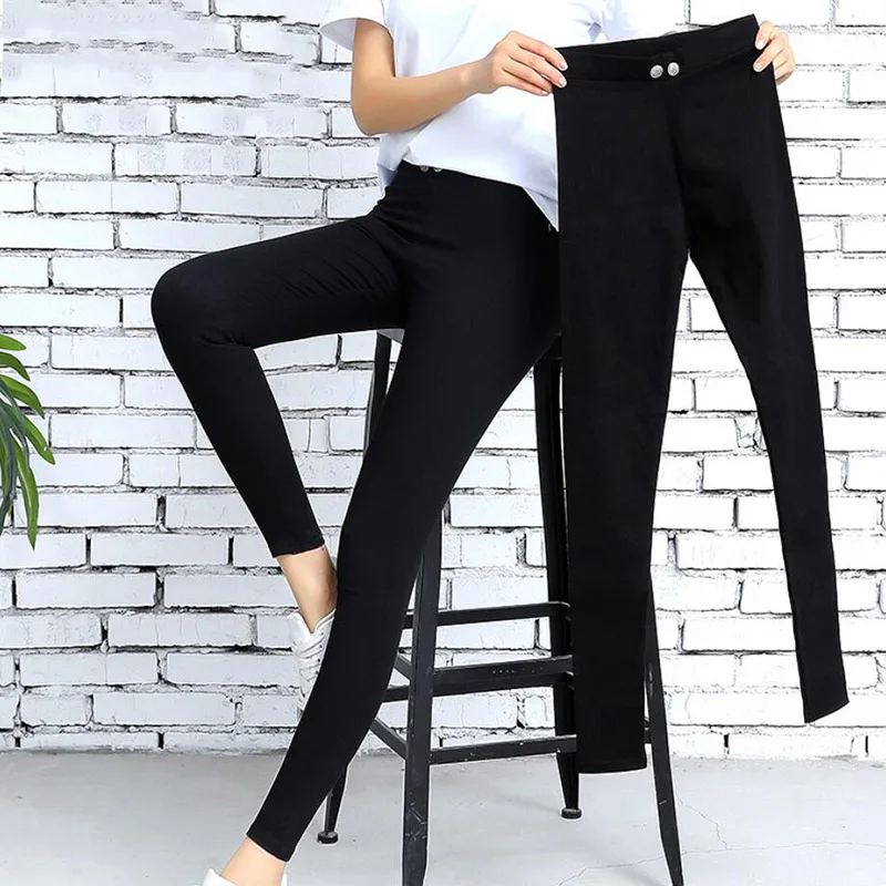 

Rich satin ball high elastic black nine pants leggings small feet pencil pants solid color slim trousers free shipping