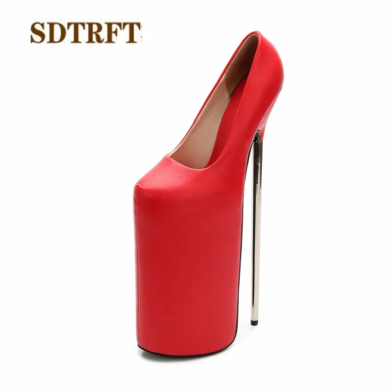 SDTRFT/zapatos mujer; свадебные туфли на платформе и высоком тонком каблуке 30 см; женские пикантные туфли-лодочки для трансвеститов; sapato feminino; большие размеры 36-45, 46 - Цвет: Красный