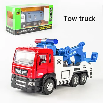 

KIDAMI 1:50 Engineering vehicle Alloy Pull Back Diecast Car Model Tow truck Toy with sound light Gift toys for children boys