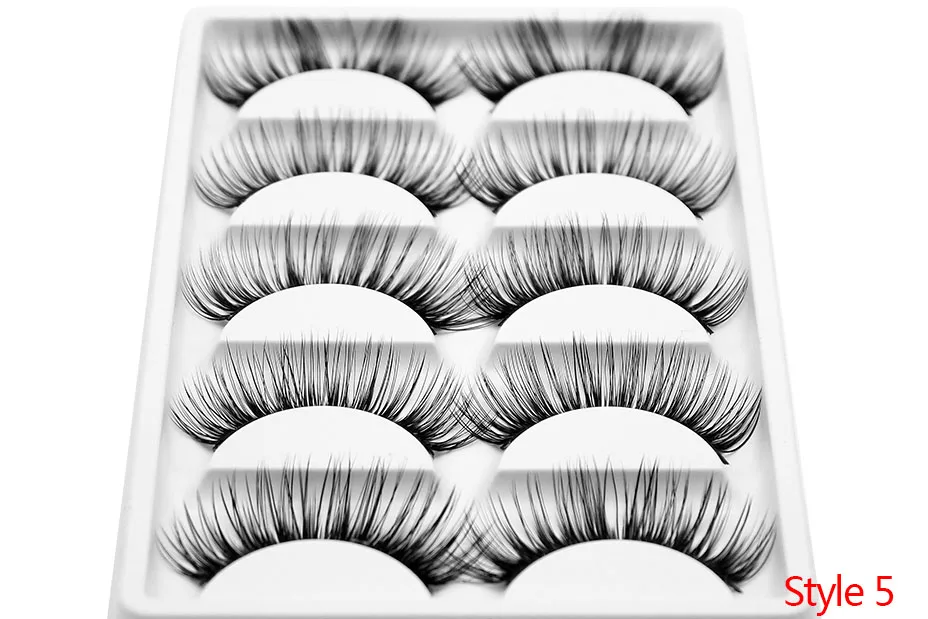 Kimcci 5 Pairs 6 Style Mink Lashes 3D Mink Eyelash Handmade Reusable Natural Faux Eyelashes Cruelty free False Lashes Cilia