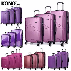 3-8 дней, чтобы доставить Коно 3 шт. фиолетовый Роллинг рук Чемодан чемодан набор Дорожная сумка тележка 4 колеса счетчик 20 24 28 дюймов