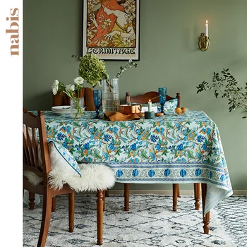 

Magpies on the branches cotton printed tablecloth rectangle round wedding party homewarming gift table cloth