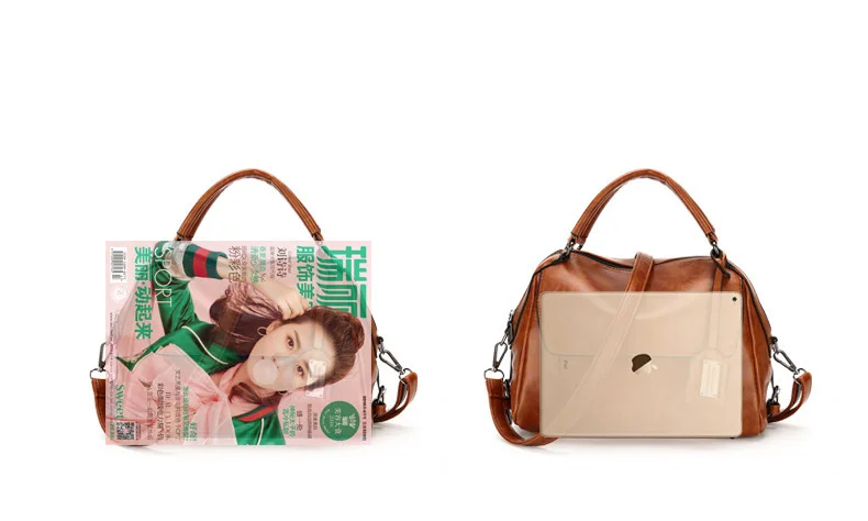 LUYO Fashion Patent Leather OL Women Messenger Shoulder Bags Tote Bag Female Pochette Ladies Handbags Femmes Sac Brown Hobo