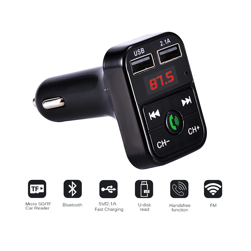 Автомобильный Зарядное устройство для мобильных телефонов через USB Зарядное устройство с Bluetooth FM передатчик, автомобильный набор, Беспроводной ЖК-дисплей MP3 плеер 12 V-24 V FM модулятор
