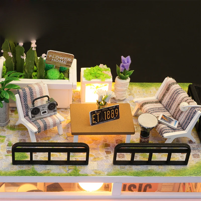 Wooden Furniture DIY Doll House Miniature Puzzle Assemble 3d Miniaturas Dollhouse Kits Toys For Children Gift Houguang studio Wooden Furniture DIY Doll House Miniature Puzzle Assemble 3d Miniaturas Dollhouse Kits Toys For Children Gift Houguang studio