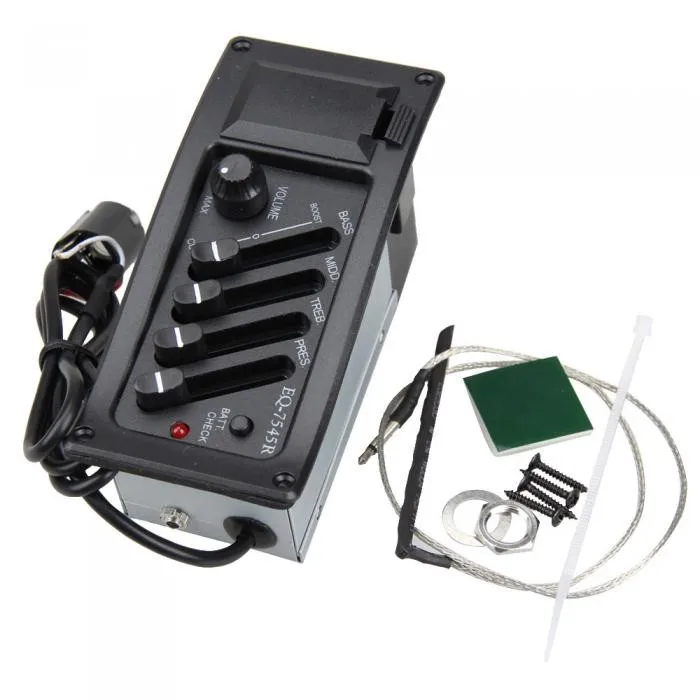 

Hot High quality 4 Band EQ 7545R Piezo Amplifier Equalizer Guitar Pickup 6.5MM Output
