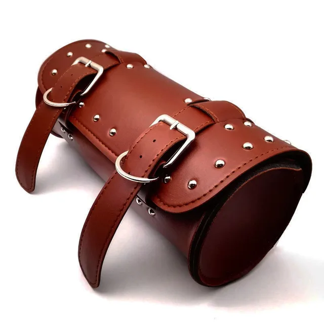 Motorycle Brown PU Leather Tool Bag Saddlebag For Honda Shadow VT750 VT1100 VTX1300/Yamaha V-Star XVS 650 1100 Classic Custom