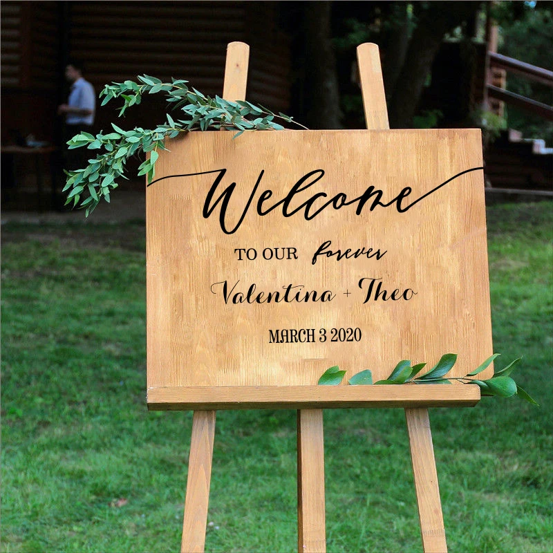 Custom Name Date Wedding Welcome Marriage Party Wall Decal Dance Floor Personalized Wedding Name Date Wall Sticker Vinyl Decor (3)