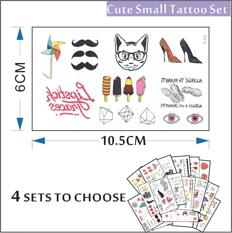 Выберите из 4 наборов милой коллекции временные крошечные татуировки, Лучший Набор татуировок