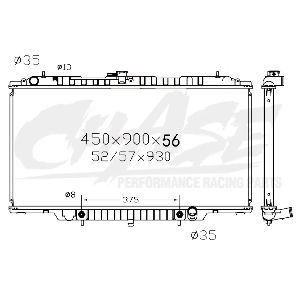 Алюминиевый радиатор для NISSAN бензин сафари WGY61 1997-на/MT 56 мм OEM: 21460-VB000