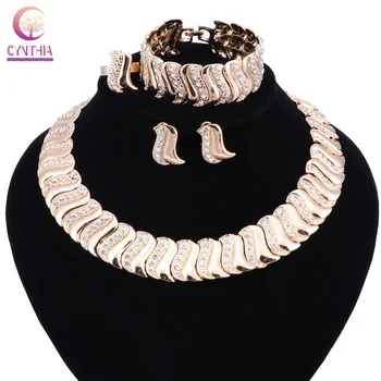 

Wholesale Luxury Bridal Gold-color Jewelry Sets For Women Fashion Unique Nigerian Wedding African Beads Chokers Costumer Party
