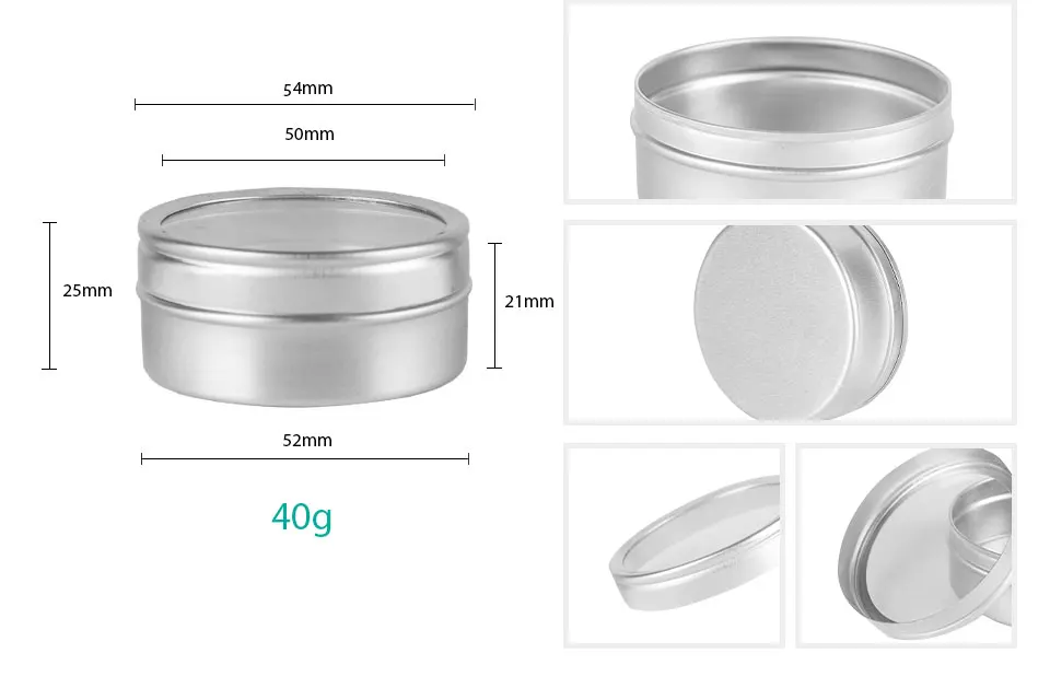 24 шт., 20 г, 40 г, 100 г, пустая алюминиевая банка, круглая матовая алюминиевая банка для крема, косметический контейнер для крема и бальзама, демонстрационная банка для чая, жестяная бутылка