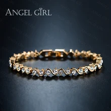 Ангел девочка AAA+ Круглый, кубический цирконий Теннисный браслет для Женский браслет для женщин розовое золото цвет браслет на манжет femme
