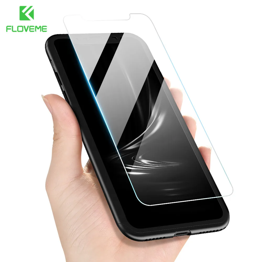

FLOVEME 360 Degree Case For iPhone 6 6S iPhone 7 8 Plus Full Coverage Plastic Case For iPhone X 5S 5 SE 6S Free Tempered Glass