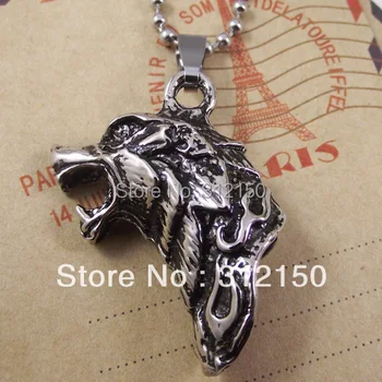 

10pcs/lot Wholesale Free Shipping Fashion Stainless Steel Pendant Necklace Wolf Pendant Wolf Necklace with SS chains Animal