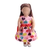 18 inch Girls doll dress Princess light red printed evening gown Baby toys fit 43 cm baby accessories c117
