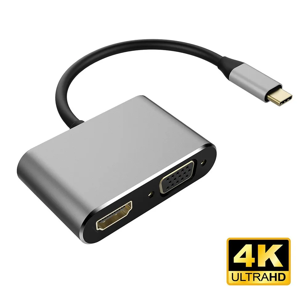 USB C концентратор HDMI адаптер для Xiaomi MacBook Pro/воздуха Thunderbolt 3 2-Порты и разъёмы USB type-c концентратор HDMI 4 K USB 3,0 Порты и разъёмы usb-концентратор, адаптер - Цвет: Серебристый
