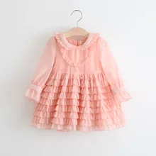 Детское шифоновое платье принцессы с длинными рукавами детская одежда детское платье 6 шт./партия HM01