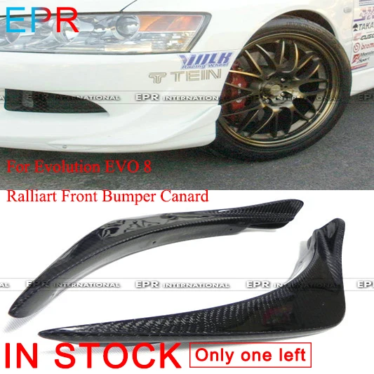 

For Evolution EVO 8 Carbon Fiber Ralliart Front Bumper Canard For Mitsubishi Glossy Fiber Bumpers Accessories