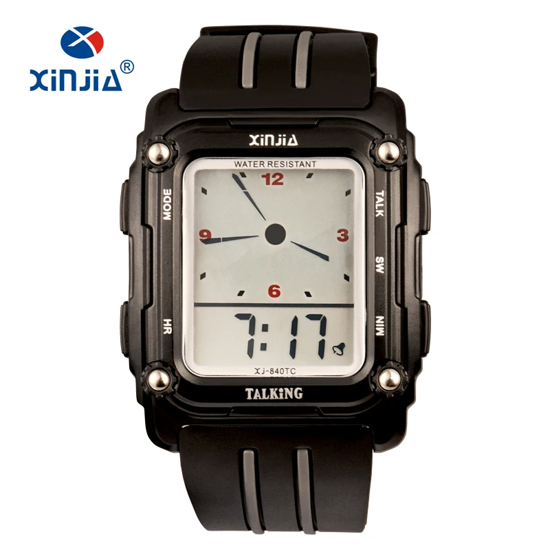 2020 New Talking Watch Sport Men Waterproof Alarm Big Screen Simple Speak Spanish Russian English French For Blind People Clock 2