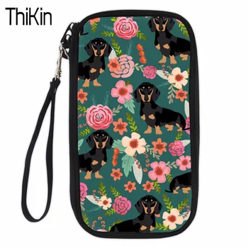 

THIKIN Passport Covers Travel Accessories Creative Dachshund PU Leather ID Bank Card Bag for Men Women Passport Business Holder