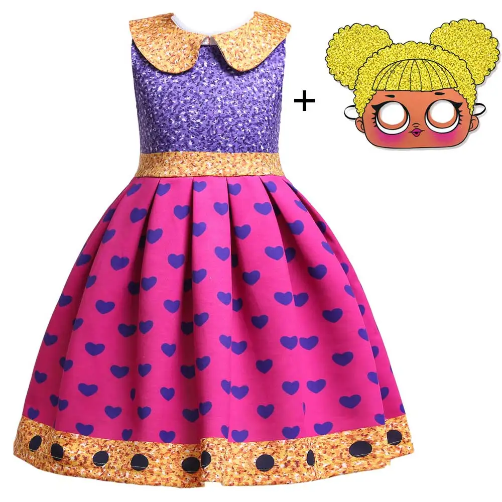 

Girl Party Dress Mask Set Surprise Costume Dress Colorful Girls Tutu Dresses Halloween Christmas Kids Children's Clothes