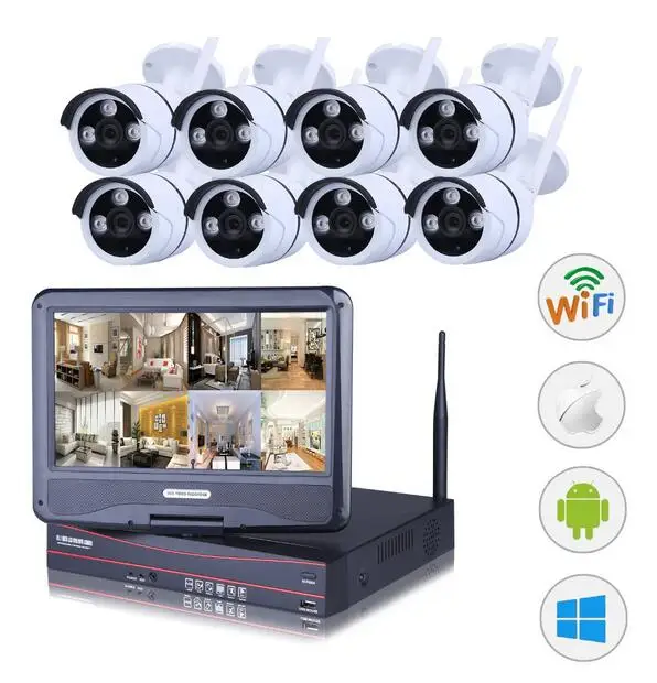 8CH NVR WIFI CCTV Security Camera System 8PCS 1080P HD Outdoor Wireless