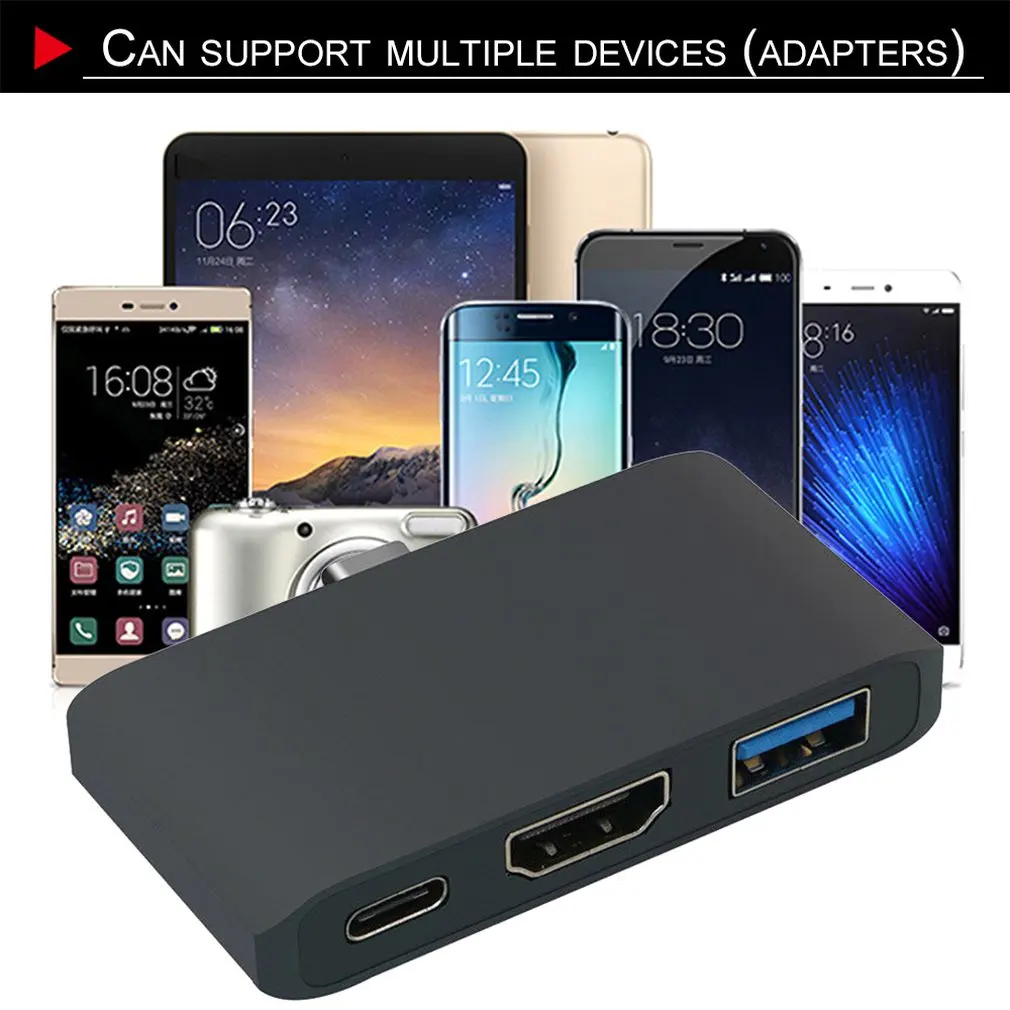 Портативный размер Mosible 3 порта USB C адаптер конвертер концентратор в режим HDMI Dex