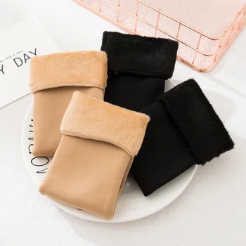 

2 Pairs Female Winter Warm Sock Thicken Thermal Soft Casual Solid Socks Fleece Inside Thick Black Socks Women Warmer Wholesale