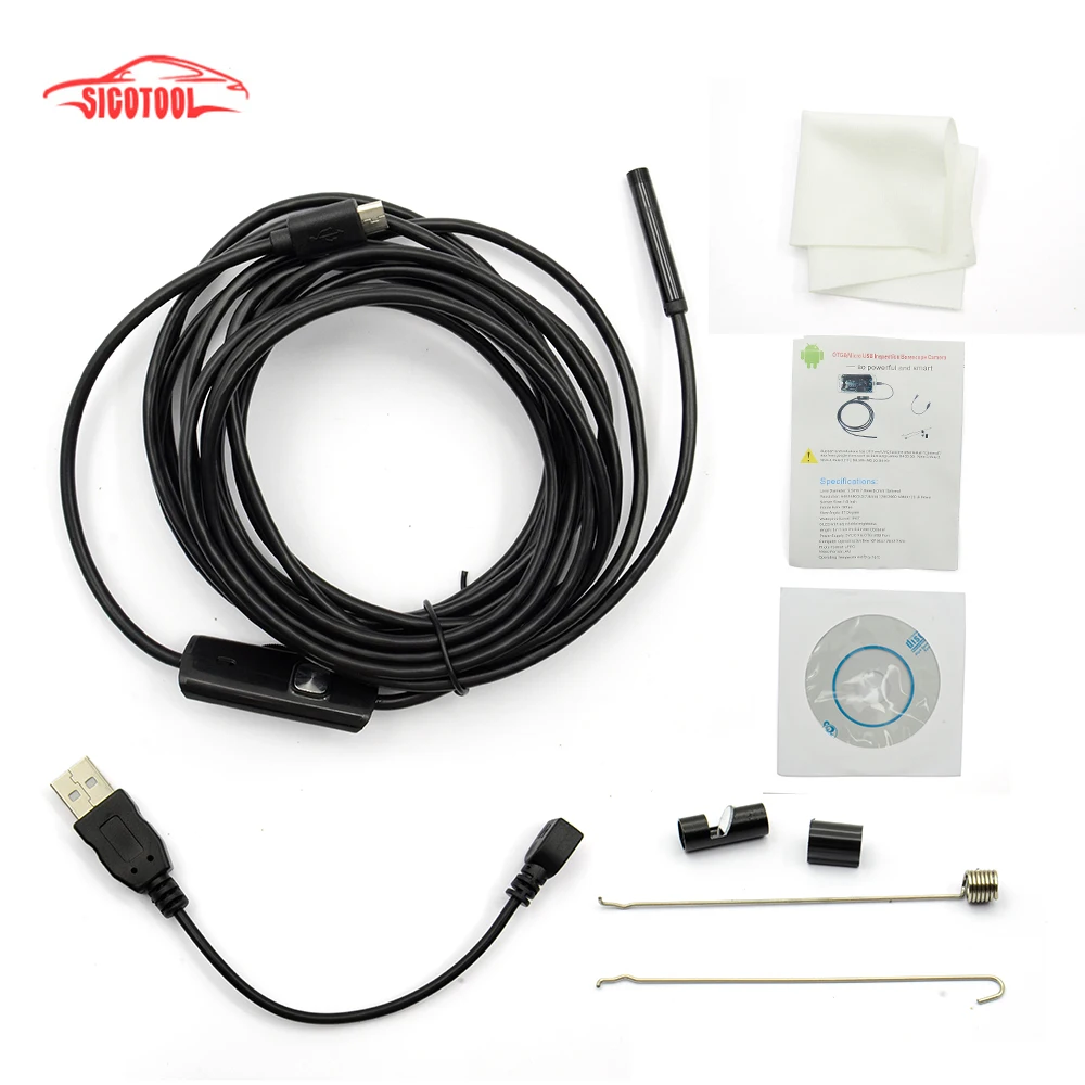 5.5mm Lens USB Endoscope 3.5M 6 LED IP67 Waterproof Camera Endoscope 1M