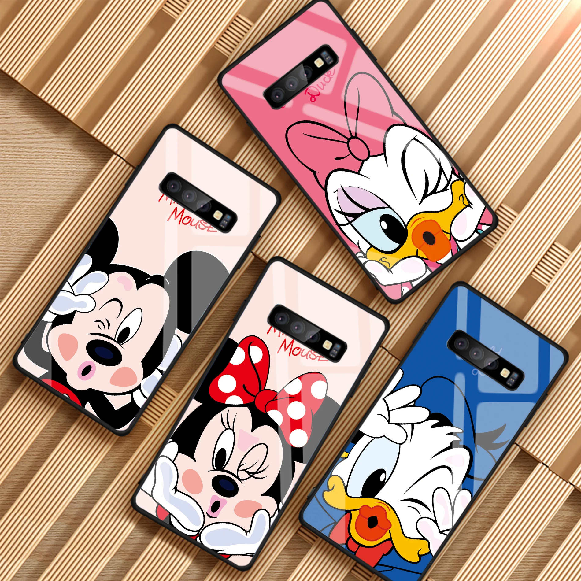 

Mickey Mouse Donald Duck Winnie the Pooh Tempered Glass Phone Case For Samsung Galaxy S8 S9 S10 PLUS A6 A6S A8 J6 J8 2018 NOTE8