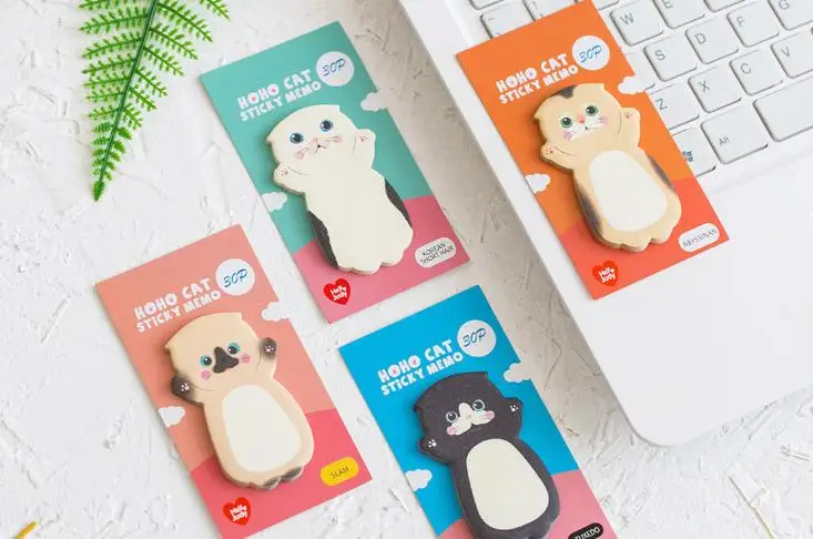 4 шт. Блокноты Sticky Note Kawaii Cat Бумага блокнот Daliy Скрапбукинг наклейки Офис Школьные принадлежности закладки