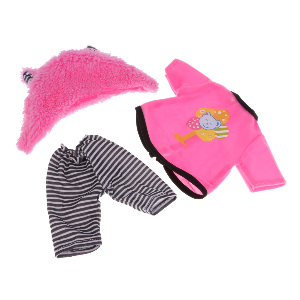 16 inch Dolls Outfit Clothes Pink Tee +Pants +Hat Set Suit For 40cm Salon Doll Dress up Clothes Accessories