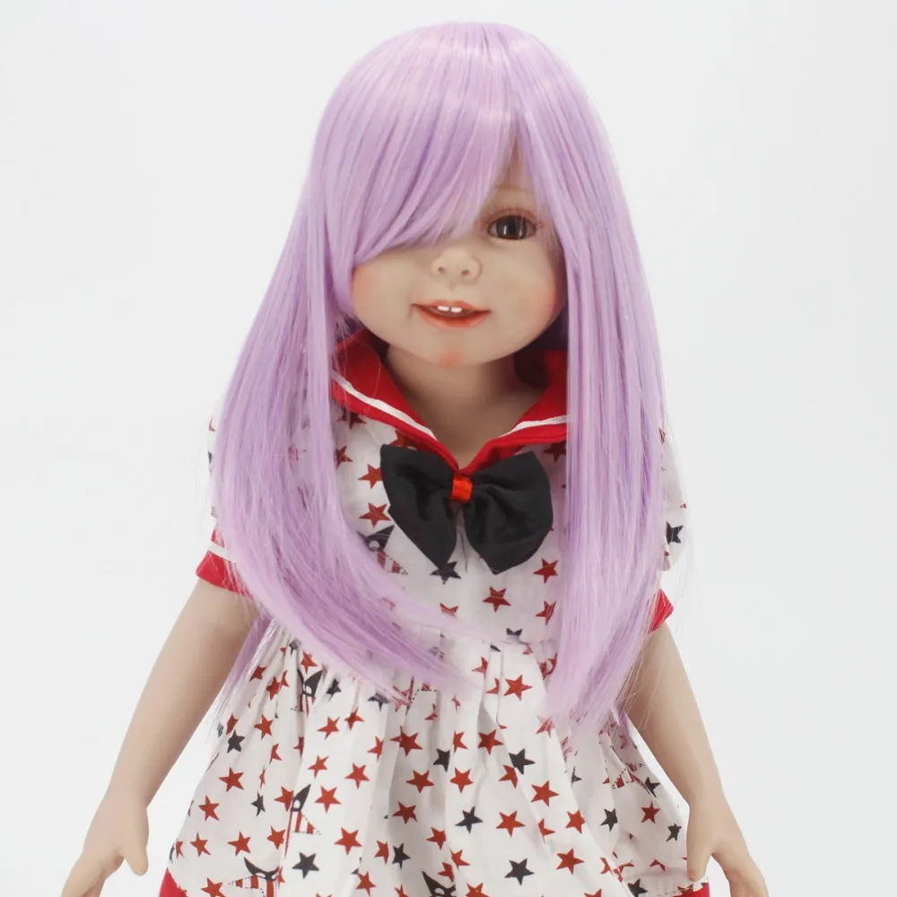 Аксессуары для кукол фиолетовый цвет длинная прямая прическа с челкой куклы парики для американские куклы Девушка 18"